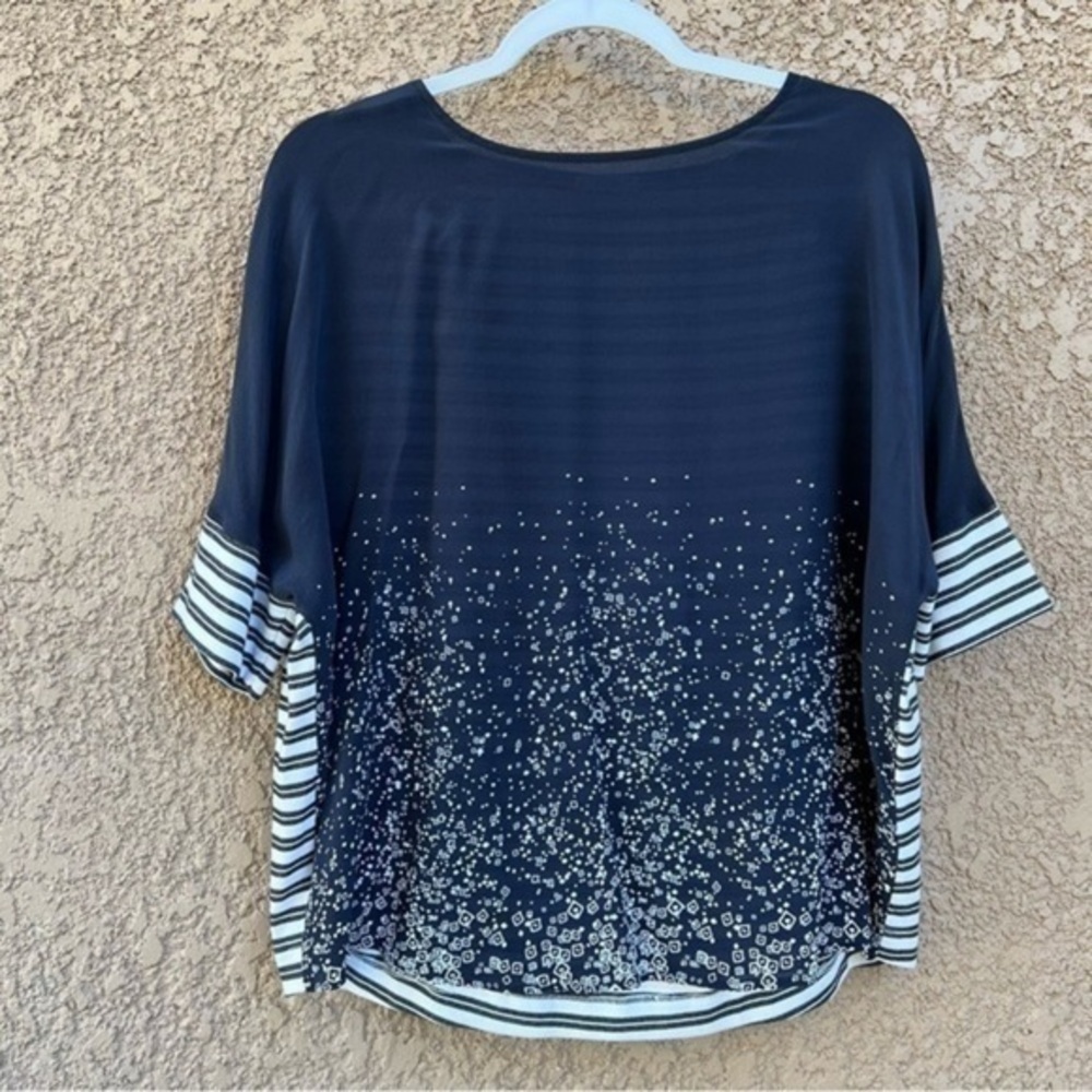 RIANI 100% Silk Blouse Womens Size 8 Sheer‎ Short Sleeves Shirt Lightweight Knit